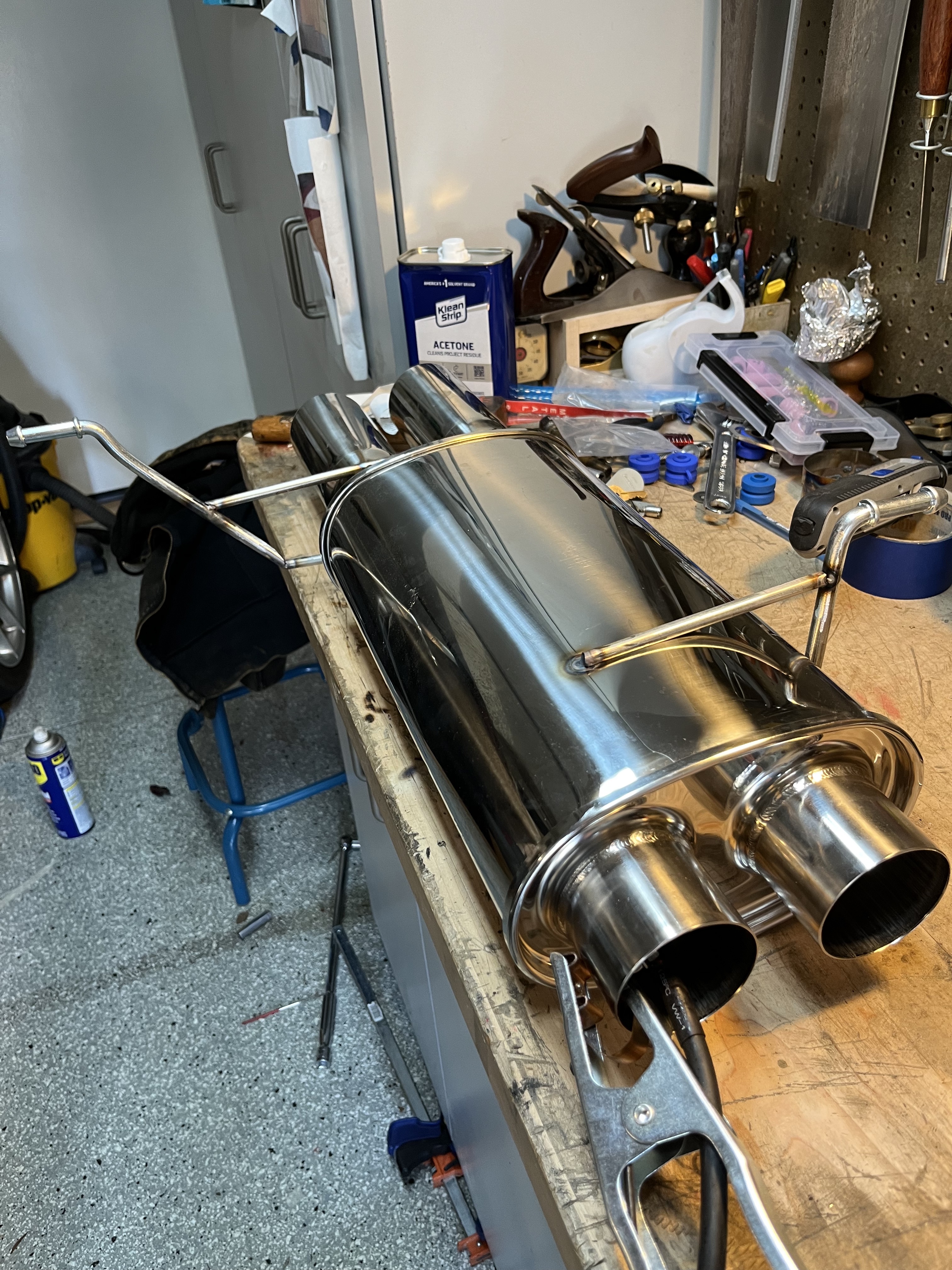 New muffler ready to be mounted